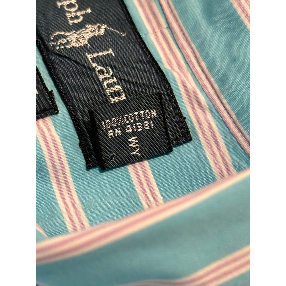 Ralph Lauren Classic Fit Mens Medium Blue Purple Stripe Button Down Shirt Cotton - Picture 8 of 11